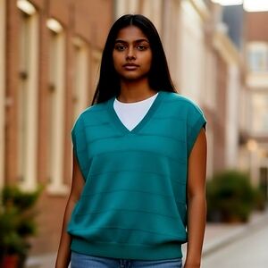 Green V-Neck Women's Sweater Vest
